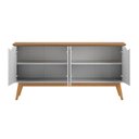 Ver imagem 3 de Buffet / Balcão Pr 1.60m 4 Portas Estilo Retrô com Pés em Madeira Maciça Cor Branco / Cumaru