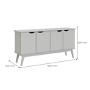 Ver imagem 4 de Buffet / Balcão Pr 1.60m 4 Portas Estilo Retrô com Pés em Madeira Maciça Cor Branco / Cumaru