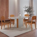 Ver imagem 1 de Mesa de Jantar Isadora 120cm Tampo Mdf Vidro com 4 Cadeiras Copper