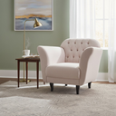 Ver imagem 2 de Poltrona Decorativa Dália Linho Bege Pés Madeira Mz Decor
