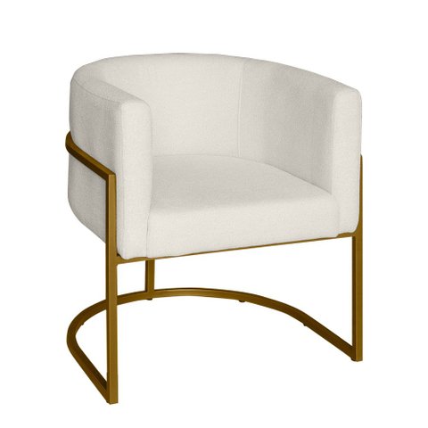 Poltrona Base Industrial Dourado para Sala Lety Blouclê Bege D'Rossi