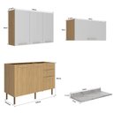 Ver imagem 5 de Cozinha Modulada Estela 200cm Aéreo e Balcão 3 Peças Cor:freijó com Branco