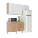 Ver imagem 4 de Cozinha Modulada Estela 200cm Aéreo e Balcão 3 Peças Cor:freijó com Branco