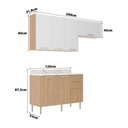 Ver imagem 3 de Cozinha Modulada Estela 200cm Aéreo e Balcão 3 Peças Cor:freijó com Branco