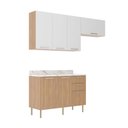 Ver imagem 2 de Cozinha Modulada Estela 200cm Aéreo e Balcão 3 Peças Cor:freijó com Branco