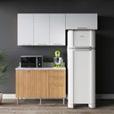 Ver imagem 1 de Cozinha Modulada Estela 200cm Aéreo e Balcão 3 Peças Cor:freijó com Branco