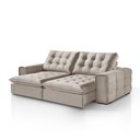 Ver imagem 4 de Sofá Retrátil e Reclinável 2,10m Veludo Bege - Fortbello Estofados