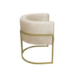 Kit 02 Poltronas para Sala Decorativa Luna Base Ferro Dourado Veludo Bege Visan Estofados - 5