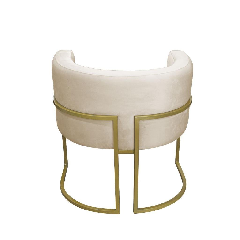 Kit 02 Poltronas para Sala Decorativa Luna Base Ferro Dourado Veludo Bege Visan Estofados - 3