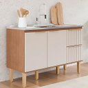 Ver imagem 1 de Gabinete de Cozinha Madeira 2 Gaveta Ripada 134cm 100% MDF:Freijo/Off White