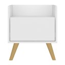 Ver imagem 6 de Mesa de Cabeceira 40cm Retrô Multimóveis V4041 Branca/Natural