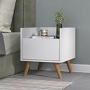 Ver imagem 2 de Mesa de Cabeceira 40cm Retrô Multimóveis V4041 Branca/Natural