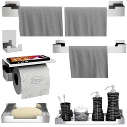 Kit de Acessórios para Banheiro Inox C/adesivo 6 Peças F.elg - 2
