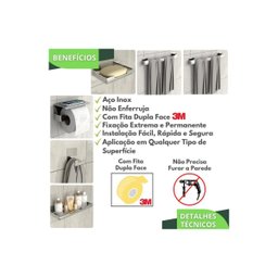 Kit de Acessórios para Banheiro Inox C/adesivo 6 Peças F.elg - 6