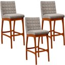 Ver imagem 1 de Kit 03 Banquetas Altas Para Cozinha Sala De Jantar Fixa Mila B04 Bouclê Bege - Lyam Decor