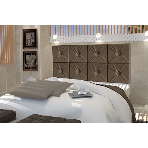Painel Cama Box Suspenso Tokyo com Botão Queen 1,60 Cor Marrom - JM Casa dos Móveis