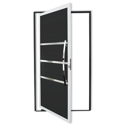 Porta Pivotante Alumínio Lambril Evolution c/Puxador D.Mix Preto 100 Brimak