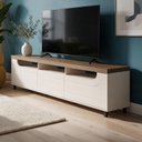 Ver imagem 3 de Rack para Sala de Estar TV 75 pol 200cm 2 Portas 1 Gaveta Solar A05 Pinho Off White - Lyam Decor