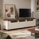 Ver imagem 4 de Rack para Sala de Estar TV 75 pol 200cm 2 Portas 1 Gaveta Solar A05 Pinho Off White - Lyam Decor