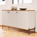 Ver imagem 4 de Buffet Aparador para Sala de Estar 3 Portas Pés em Aço - Off White Nature Preto