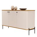 Ver imagem 1 de Buffet Aparador para Sala de Estar 3 Portas Pés em Aço - Off White Nature Preto