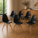 Ver imagem 2 de Kit 6 Cadeiras Eames Charles Eiffel para Sala de Jantar Moderna - Preta