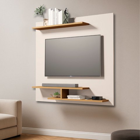 Painel Osiris Compacto com 3 Prateleiras Moderno Tvs até 32":branco