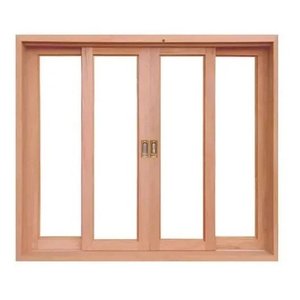 Janela de Madeira Vitro de Correr Panorâmico Reto Eucalipto - 1.00 (a) X 2.00 (l)