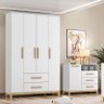 Jogo de Quarto Infantil Alegria com Guarda Roupa e Cômoda Branco Fosco - Móveis Henn - 2