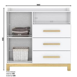 Jogo de Quarto Infantil Alegria com Guarda Roupa e Cômoda Branco Fosco - Móveis Henn - 7