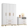 Jogo de Quarto Infantil Alegria com Guarda Roupa e Cômoda Branco Fosco - Móveis Henn - 1