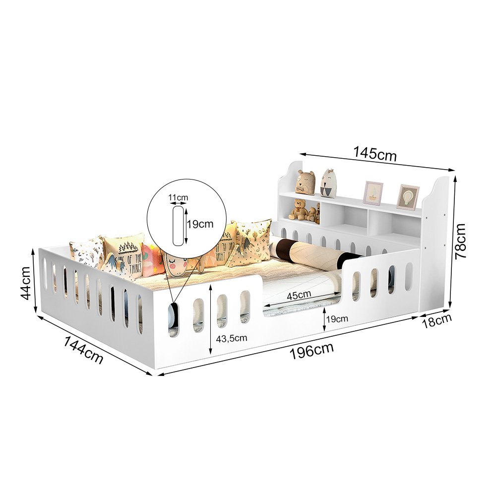 Cama Casal Design Montessoriana Helo com Nicho e Colchão D28 Branca - Divaloto Móveis - 4