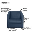 Ver imagem 3 de Poltrona Decorativa Bia Suede Azul Marinho MPassos