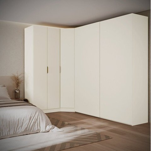 Guarda-Roupa Modulado de Canto Obliquo com 5 Portas Orion CabeCasa MadeiraOriginals Bege