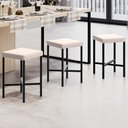 Ver imagem 2 de Kit 06 Banquetas Baixa Bar Cozinha Sala de Jantar Preto Stella L02 Suede Bege - Lyam Decor