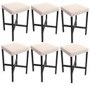 Ver imagem 1 de Kit 06 Banquetas Baixa Bar Cozinha Sala de Jantar Preto Stella L02 Suede Bege - Lyam Decor