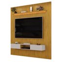 Ver imagem 1 de Painel Trento para TV com Bancada 223 Ripado Cedro Bali com LED -DJ Móveis
