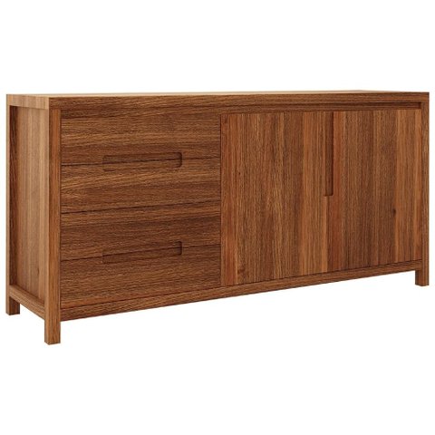 Buffet Aparador 165cm 2 Portas Madeira Maciça Floris Castanho F07 - Mpozenato