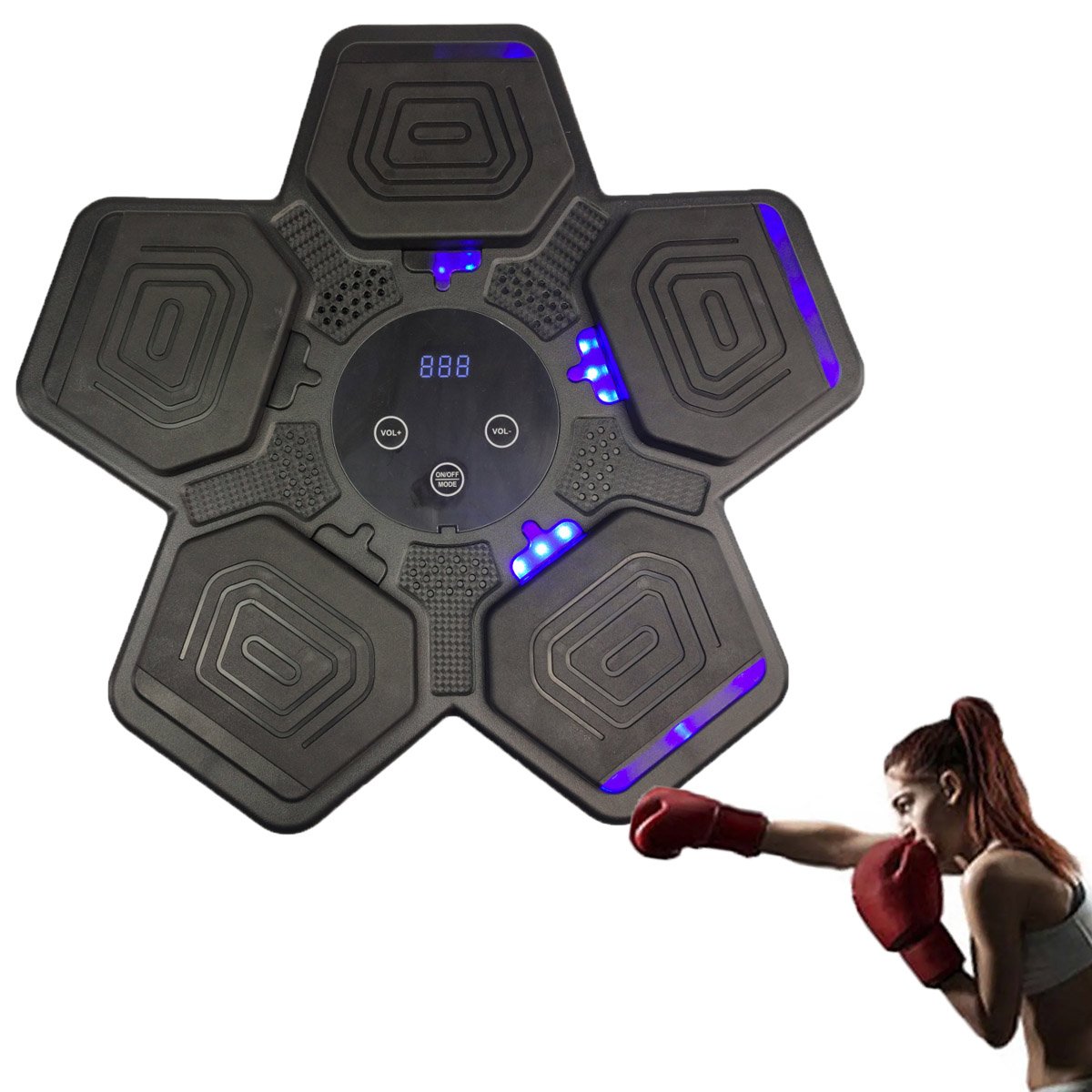 Maquina de Boxe Boxing Bluetooth Inteligente 5 Modos Saco Pancadas Soco Musculaçao Lutas Fitness Exe - 6