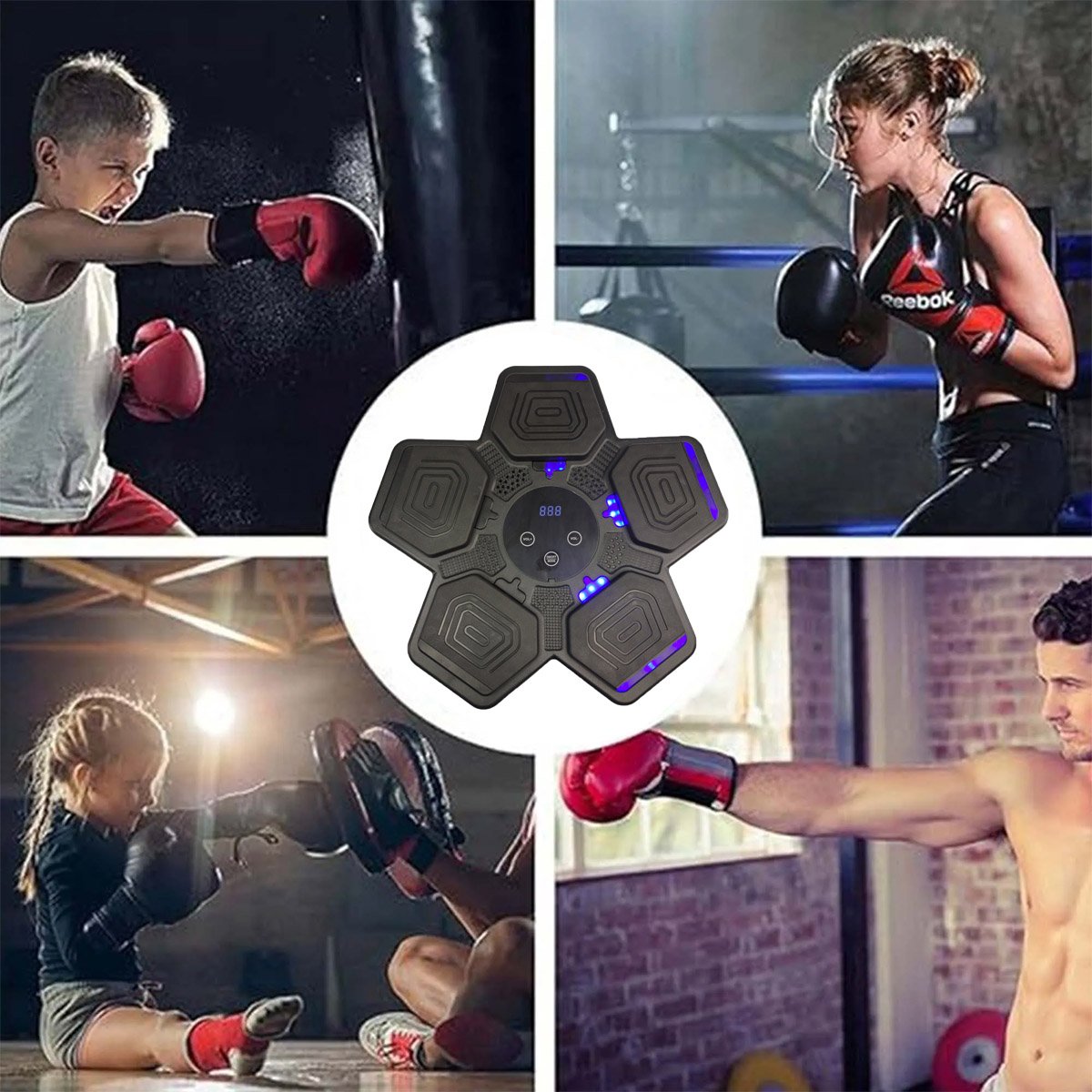 Maquina de Boxe Boxing Bluetooth Inteligente 5 Modos Saco Pancadas Soco Musculaçao Lutas Fitness Exe - 3