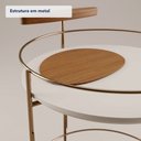 Ver imagem 2 de Carrinho Bar Móbile - Cor: Off White/Amêndoa - Metal: Dourado