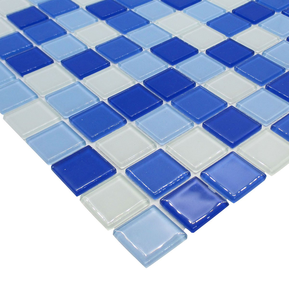 Kit 3 Unidades de Pastilhas de Vidro para Piscina Cozinha Banheiro Parede Azul Mescla 30x30cm - 6