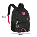 Ver imagem 3 de Mochila de Costas Heart Beats Preta 17,5 Rb27015