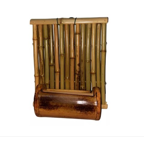 Floreira de Bambu: Painel de Parede Elegante 33cm/13cm/27cm Nc Caieiras