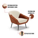 Ver imagem 3 de Poltrona Decorativa Pé Palito de Ferro Giovana Nozes/linho Bege D01- D'rossi