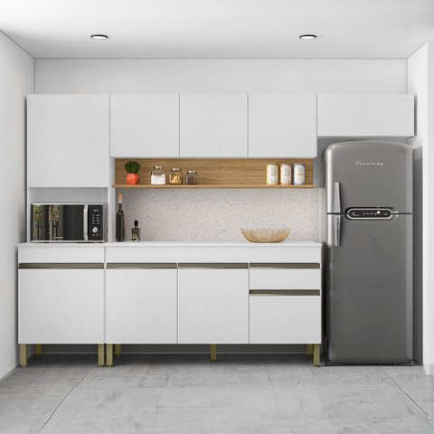 Cozinha Completa Line 9 Portas 1 Gaveta Supremo/freijo - Kits Paraná