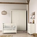 Ver imagem 2 de Dormitório Tutto New 2 Portas, Cômoda, Berço Off White com Colchão e Prateleiras - Matic Móveis