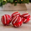 Ver imagem 1 de Bolas Natal Decoração Glitter Vermelho Enfeite Plástico Kit 8PÇS 10cm