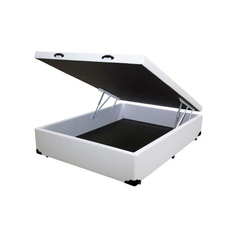 Cama Box Baú Casal Extremo Reforçado Xerife Móveis Sintético Branco 41x138x188
