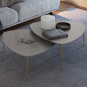 Ver imagem 2 de Mesa de Centro para Sala de Estar Baixa Pés Industrial Dourado Alef I03 Grigio - Lyam Decor